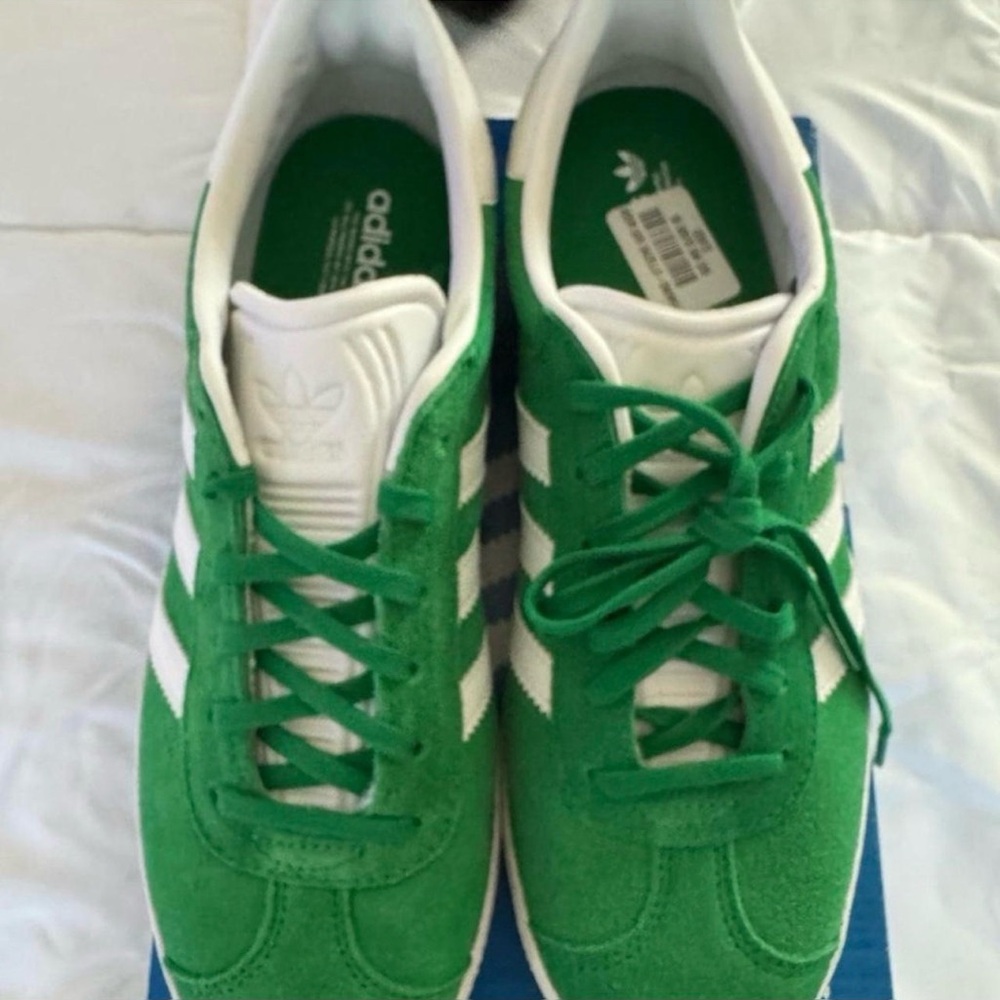 Adidas Green and White Gazelle Sneakers